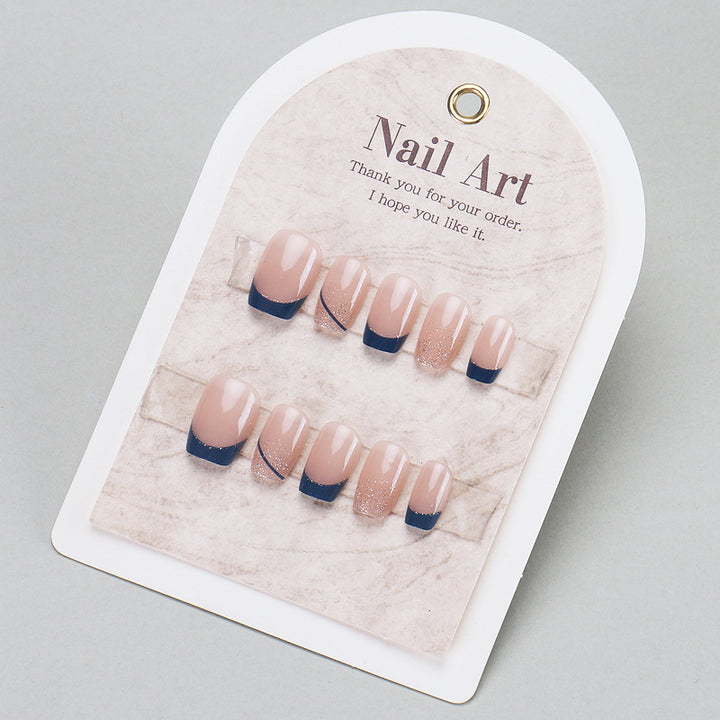 Premium Press-On Nail Set with Elegant Glitter and French Tips Bowlift