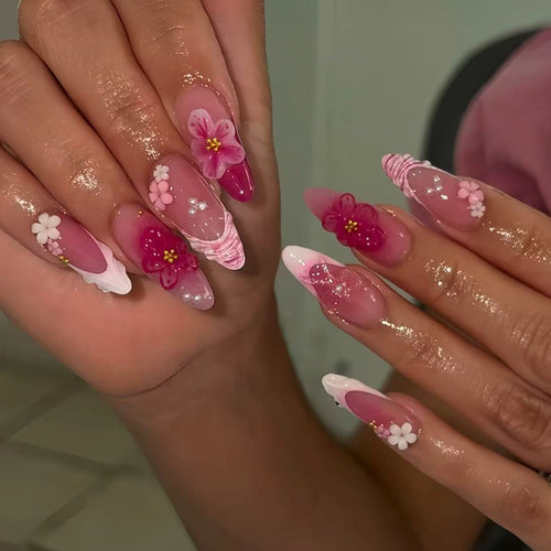 Floral Gel Nail Art Extensions Bowlift