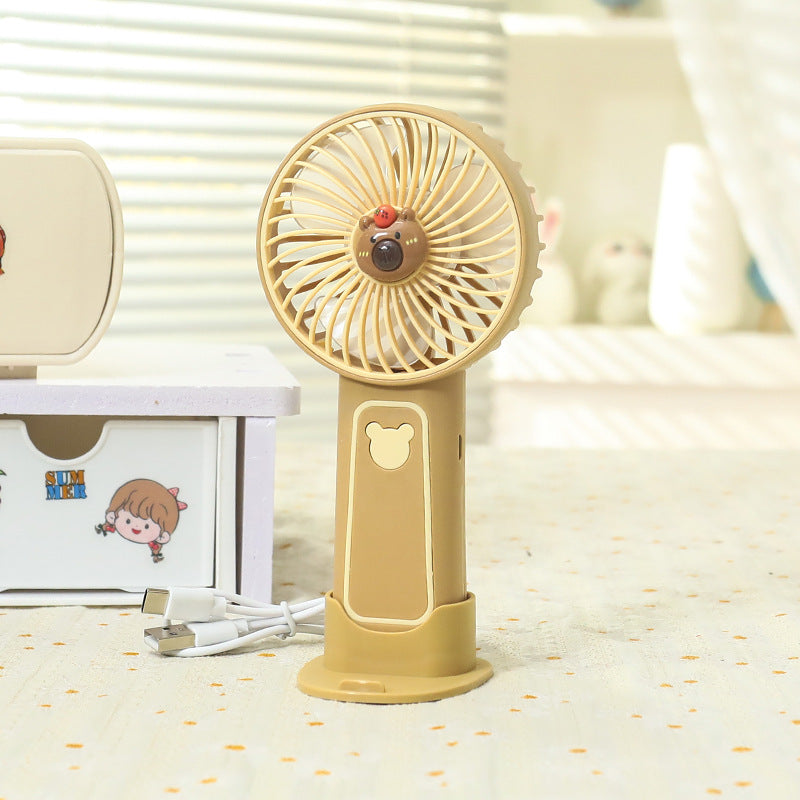 Ladies Portable Handheld Fan with Cute Bear Design Bowlift