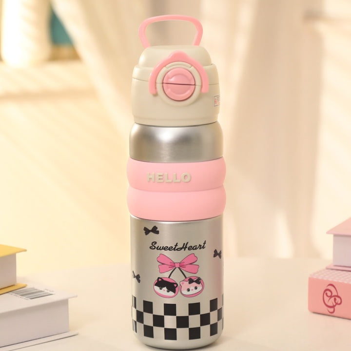 Ladies Stylish Insulated Drinking Bottle with Playful Design Bowlift