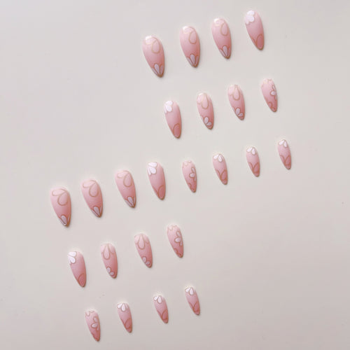 Artificial nail set with luxurious floral 3D decorations Bowlift