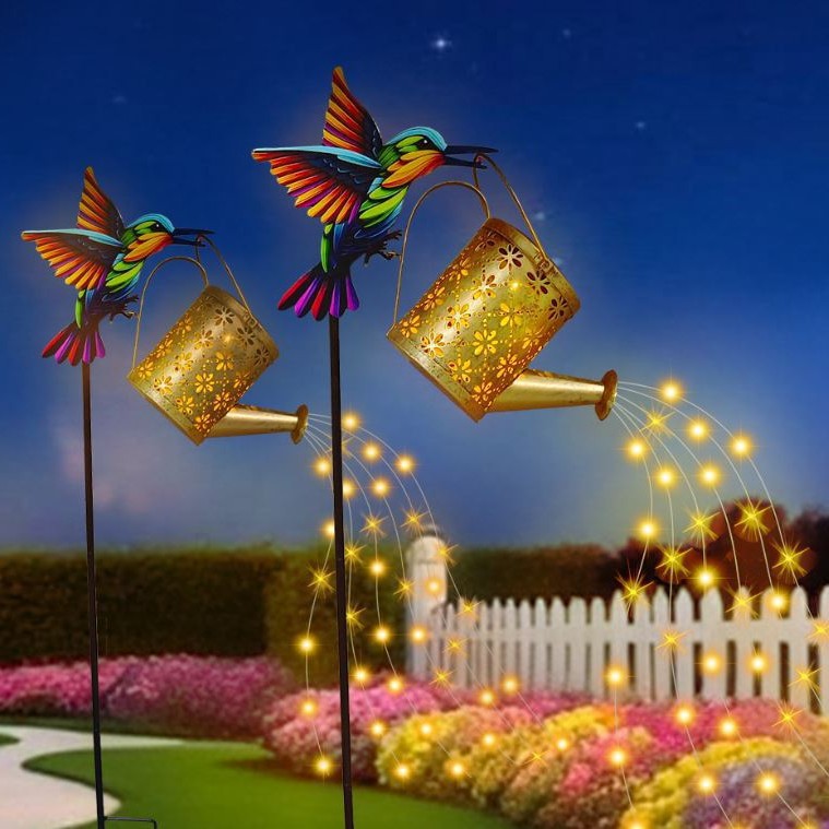 Decorative Hummingbird Solar Garden Stake With Hanging Lantern Bowlift