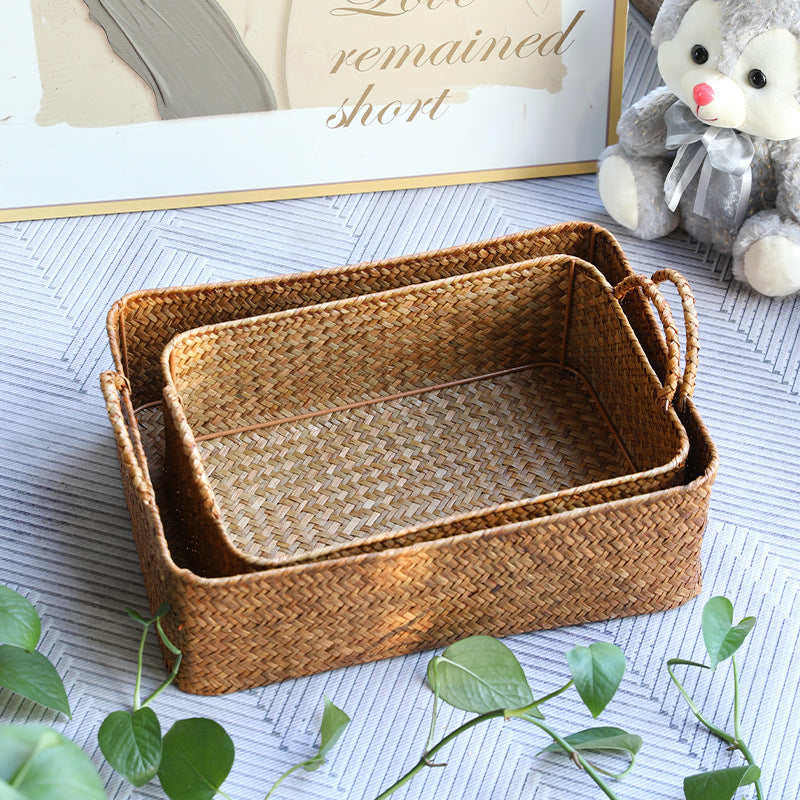 Handcrafted Natural Woven Storage Tray Bowlift