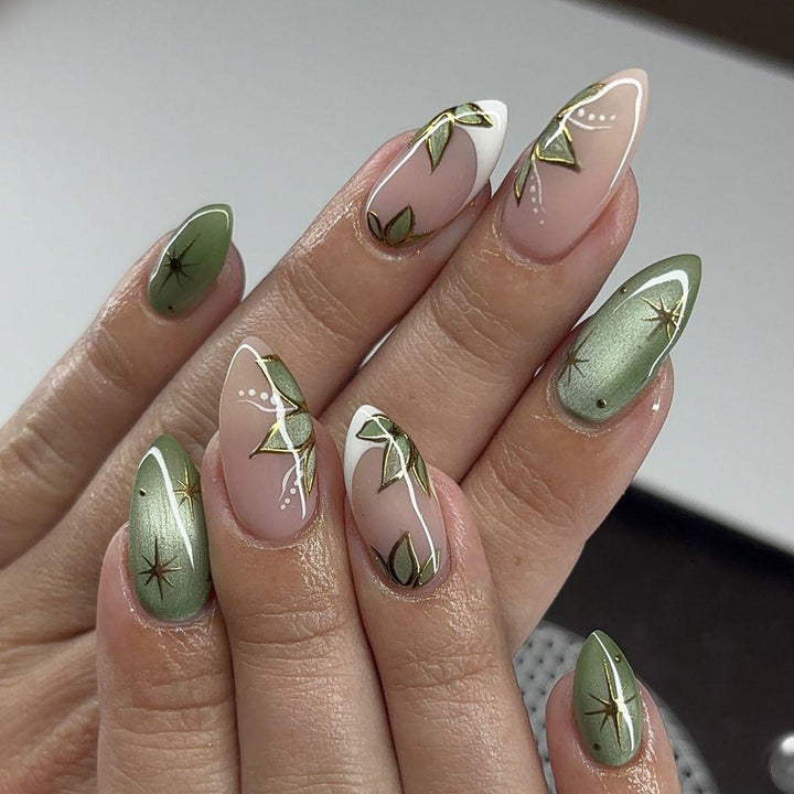 Botanical Floral Press-On Nail Tips Bowlift