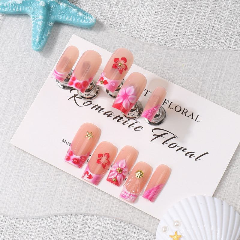 Romantic Floral Press-On Nail Design Bowlift