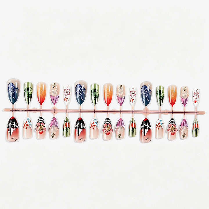 Artistic Coastal Themed Press-On Nail Set Bowlift