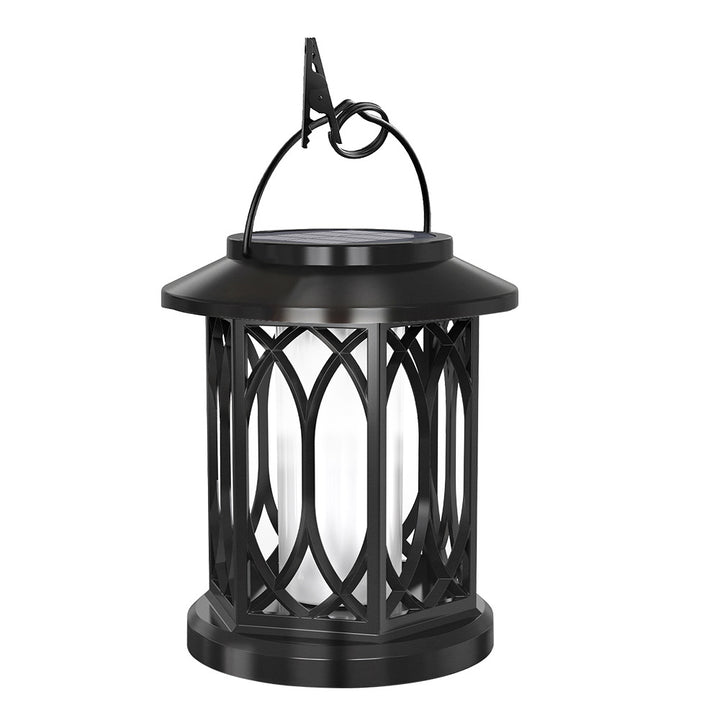 Decorative Solar Hanging Lantern With Metal Lattice Panels Bowlift