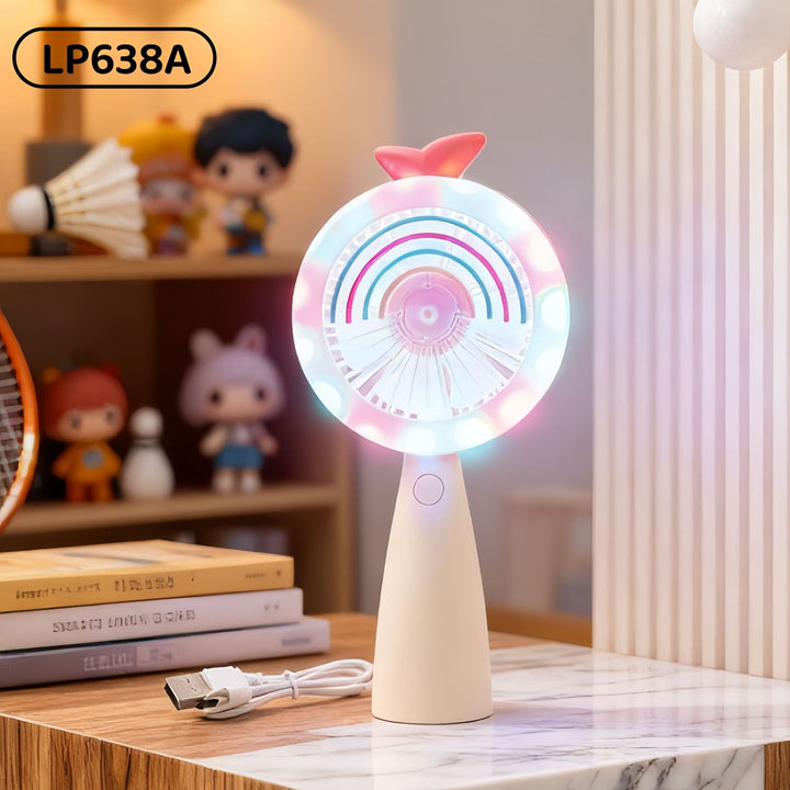 Women's Portable LED Fan with Playful Animal Design Bowlift