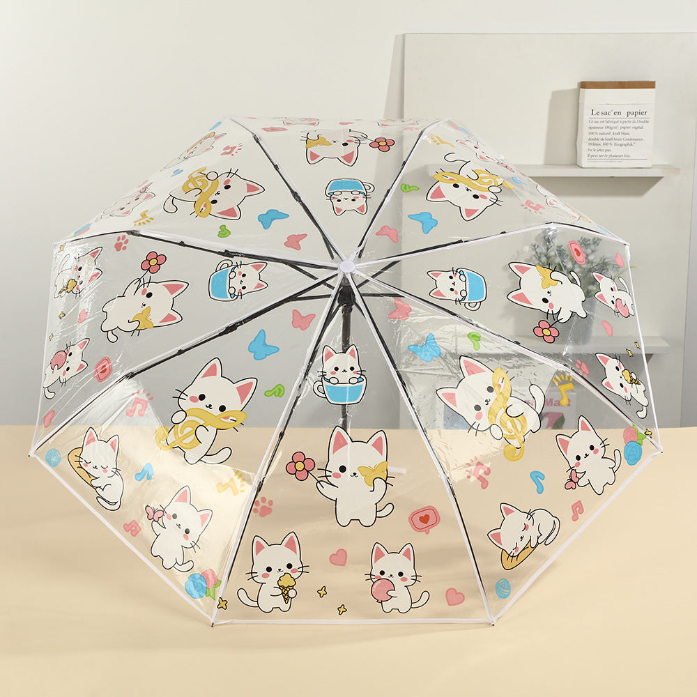 Women's transparent zipper pouch with cute cat designs Bowlift