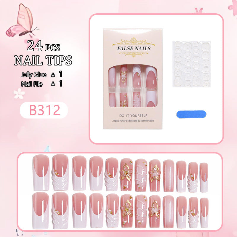 Artificial nails with elegant flower embellishments Bowlift