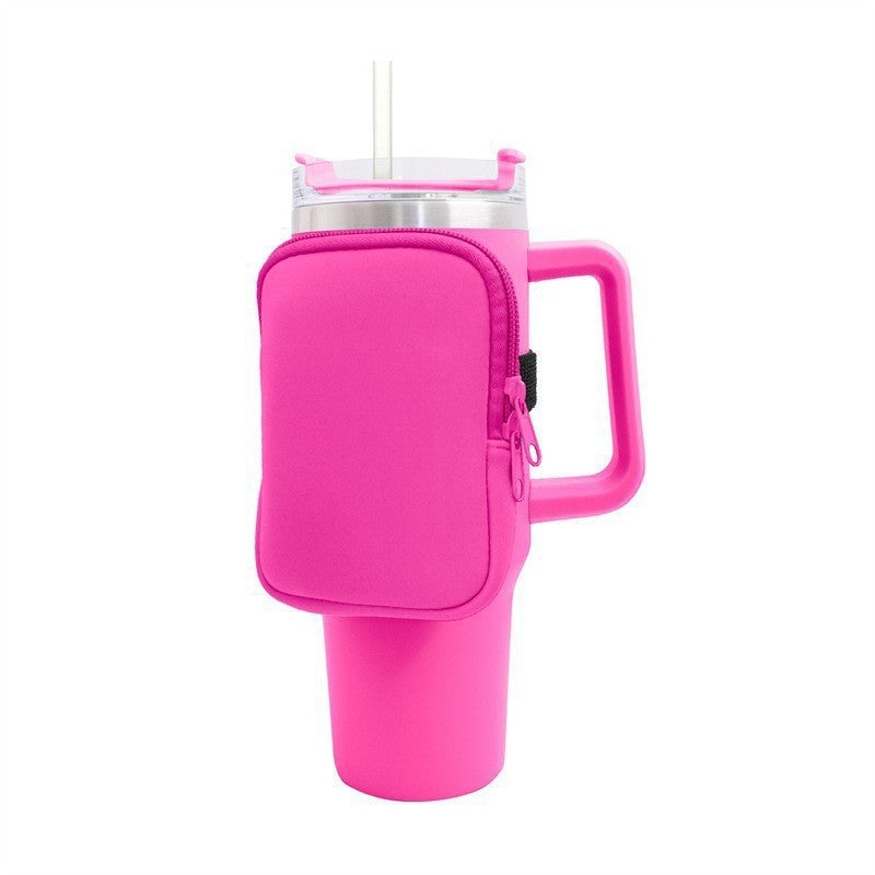 Unisex cup holder with practical pocket Bowlift