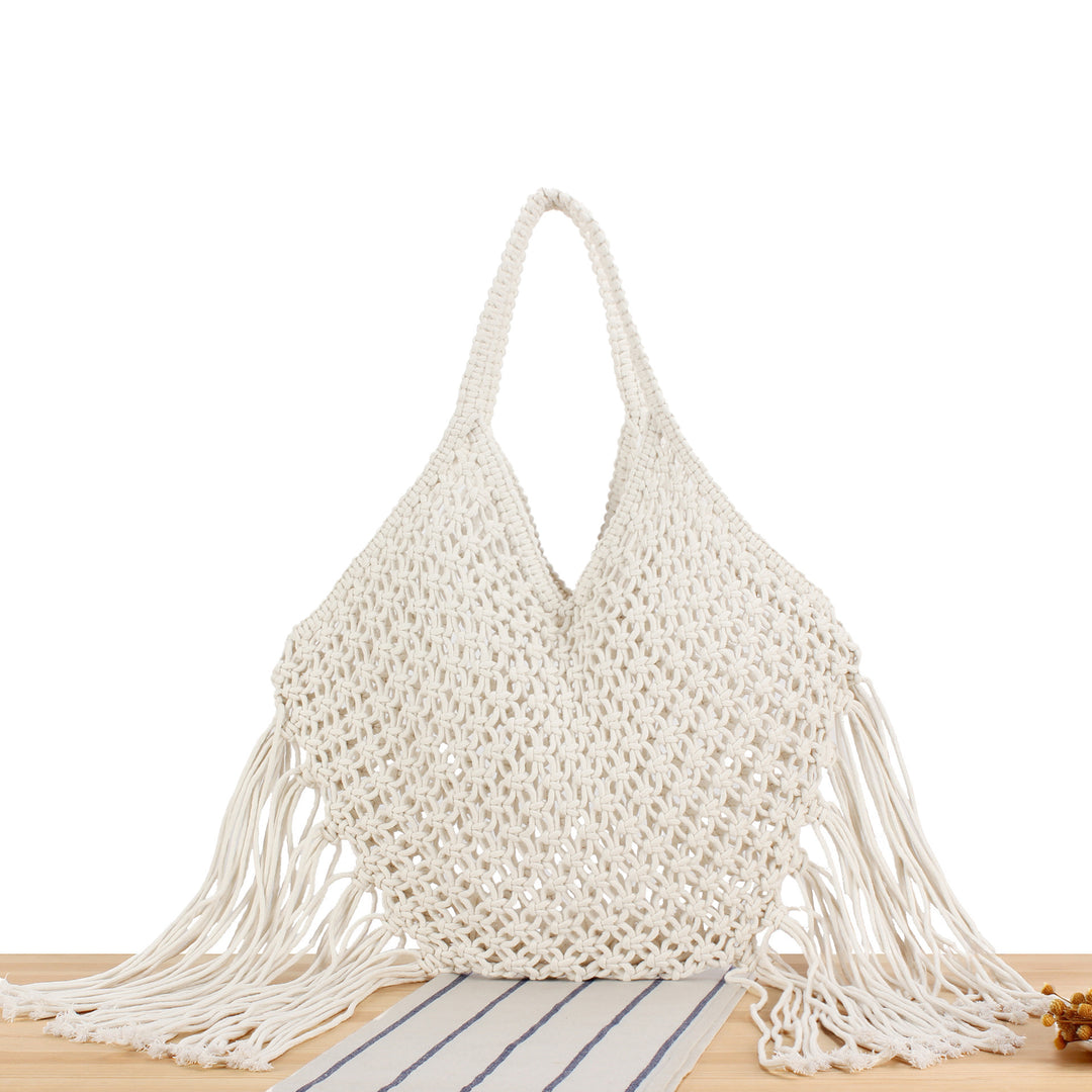 Hand-knotted tote bag with fringes Bowlift