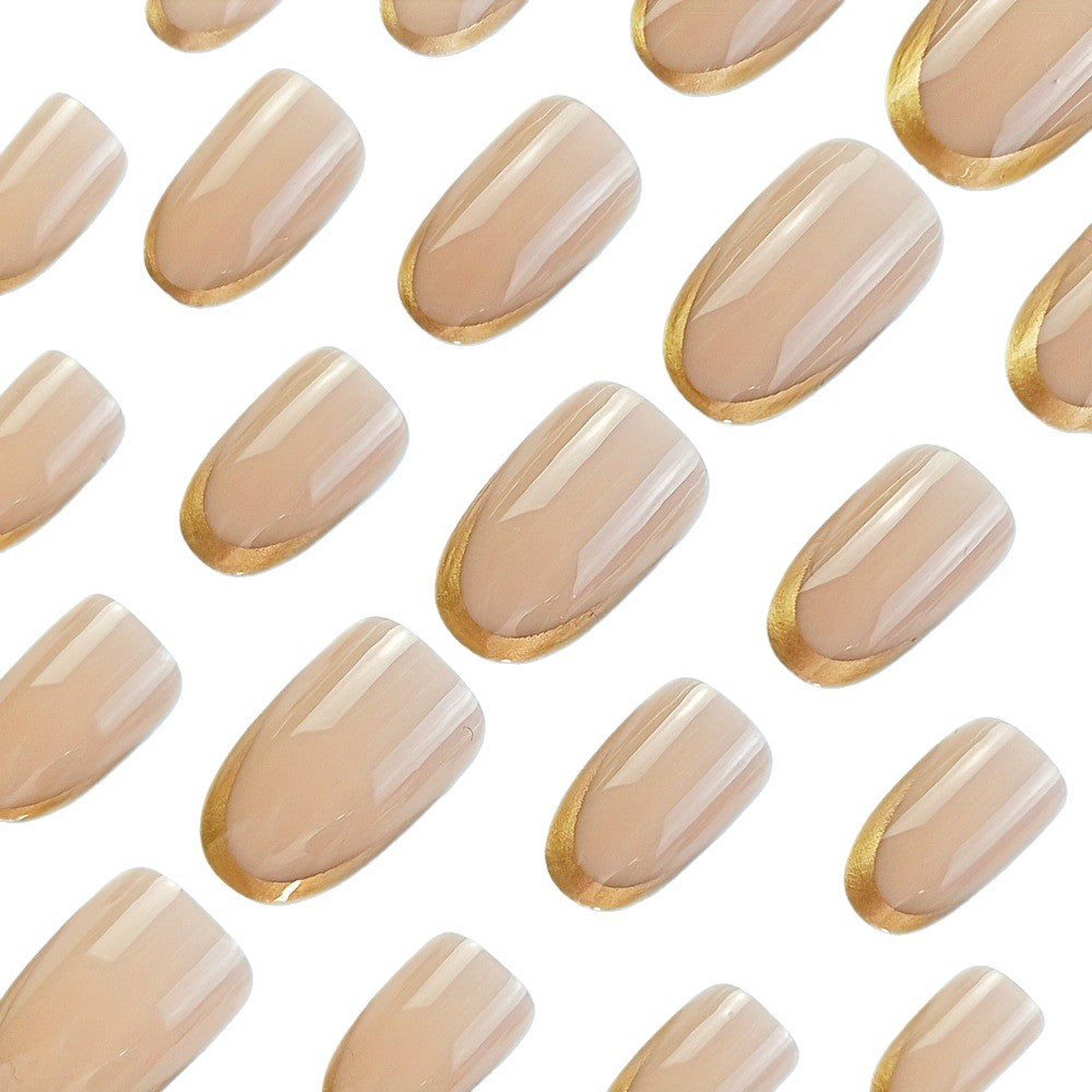 Artificial nails with elegant gold French tip Bowlift