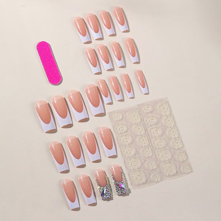 Elegant French Tip Acrylic Nail Set Bowlift