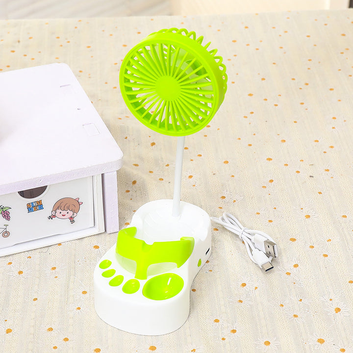 Women's portable USB table fan with flexible gooseneck and integrated light Bowlift