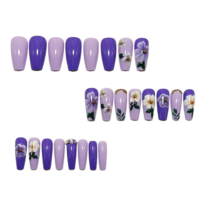 Artificial nails with floral embellishments and elegant high gloss Bowlift