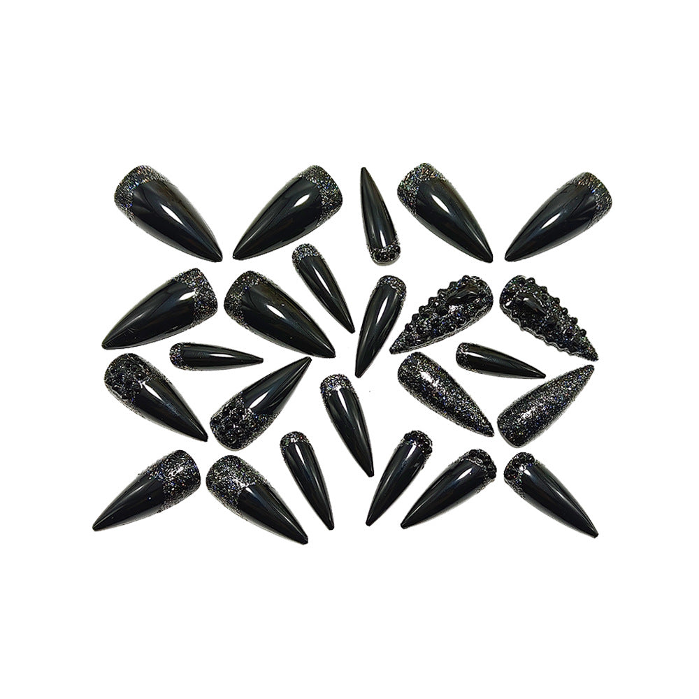Artificial nails in elegant stiletto design with sparkling rhinestone appliqués Bowlift