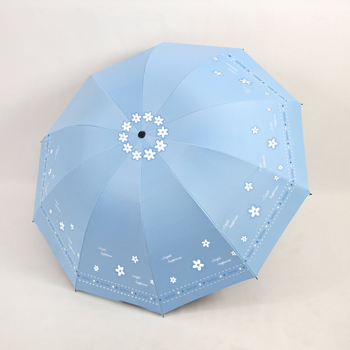 Women's Folding Umbrella with Floral Patterns and UV Protection Bowlift