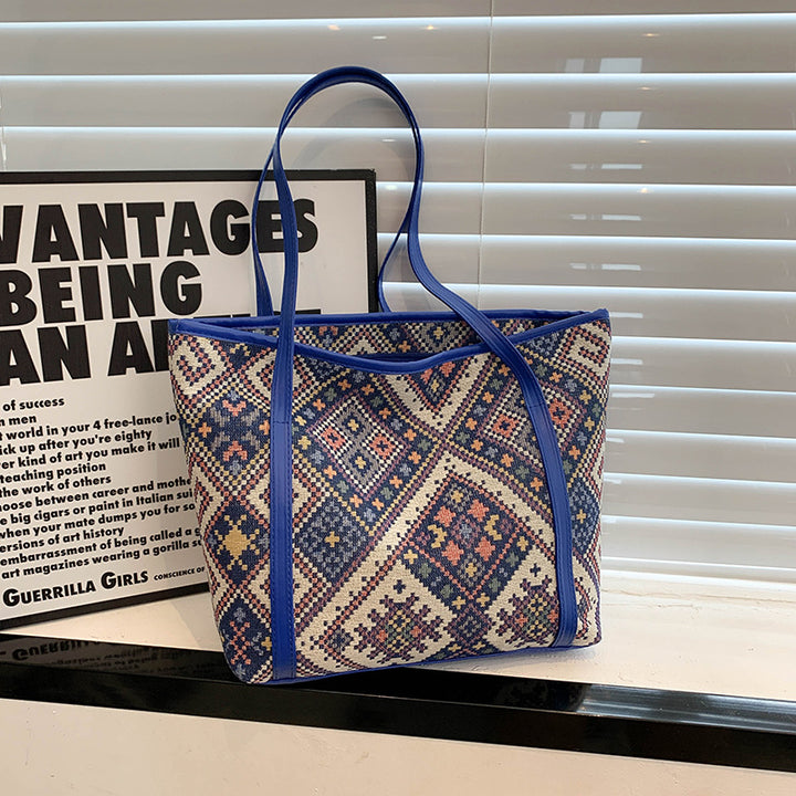Artistic Woven Tote Handbag