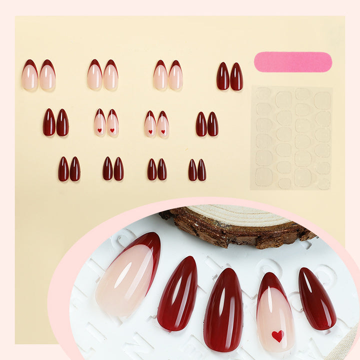 Press-On Nail Art Collection with Heart and Ombre Designs Bowlift