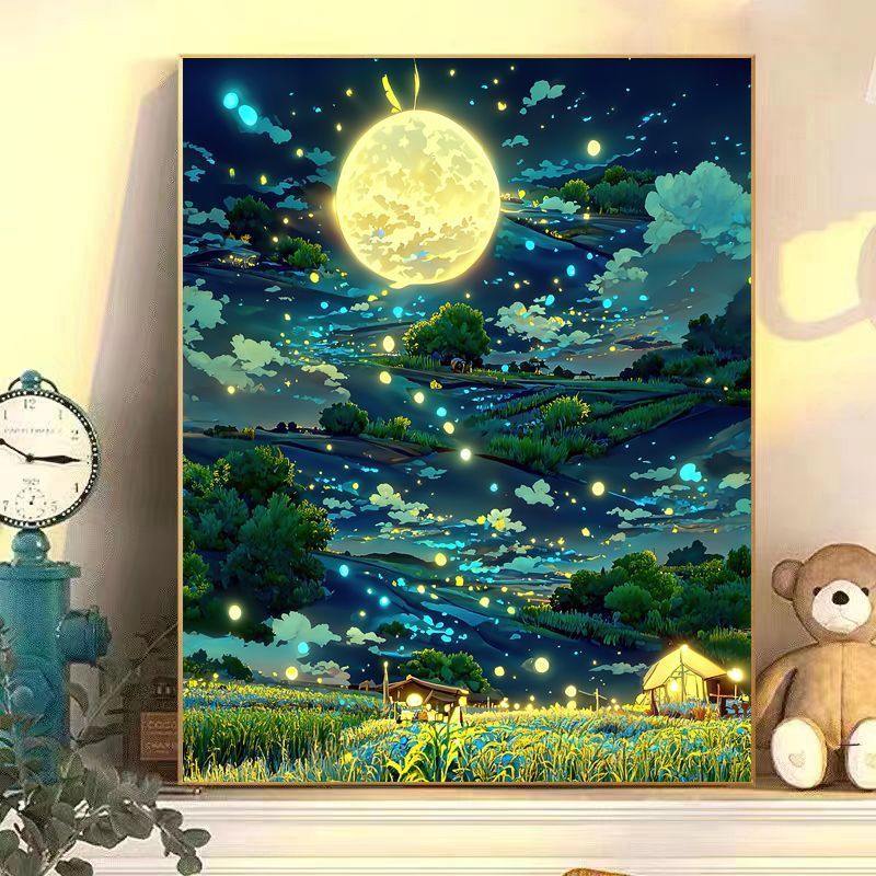 Enchanting Moonlit Landscape Canvas Art Bowlift