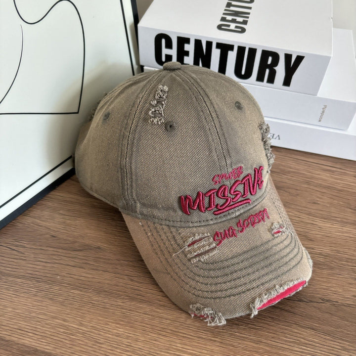 Women's Distressed Denim Adjustable Baseball Cap Bowlift