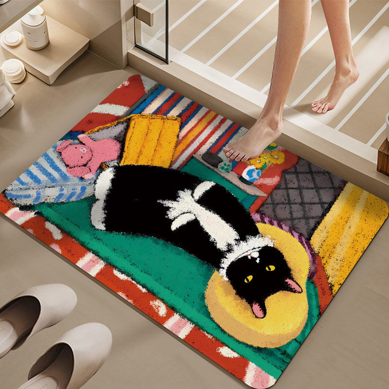 Cartoon Cat-Themed Bath Mat Bowlift