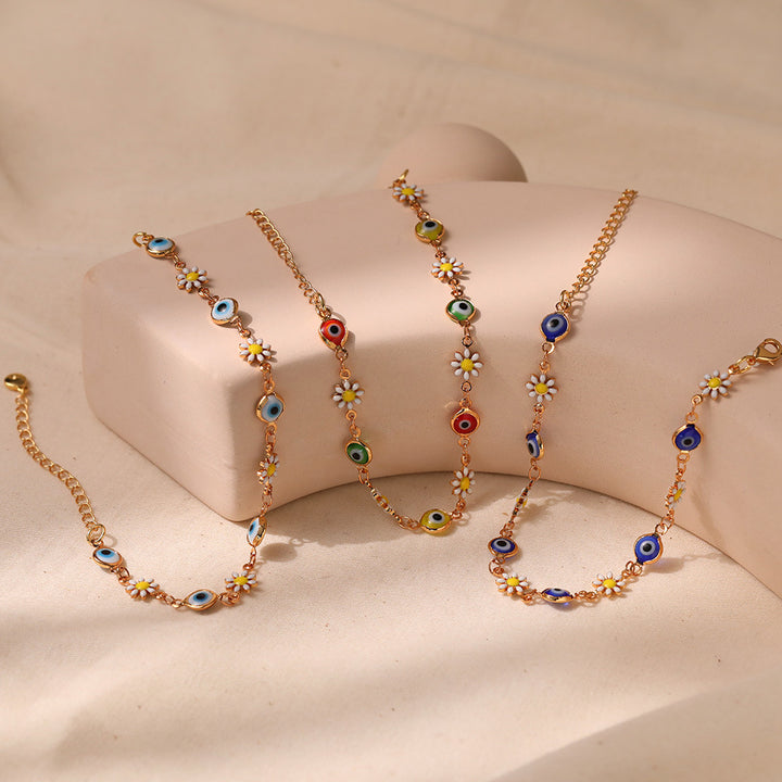 Floral Evil Eye Charm Anklet Bowlift