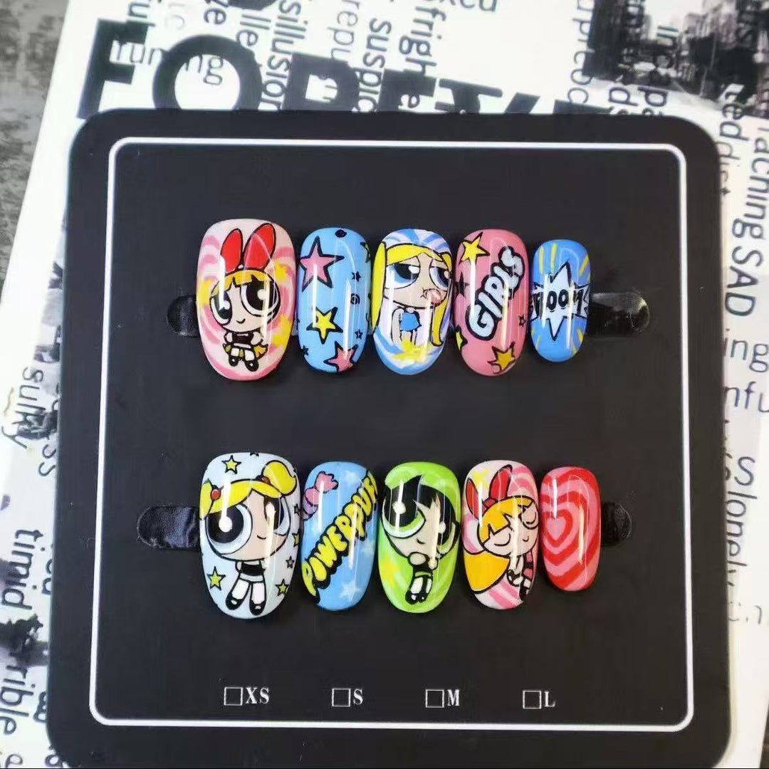 Cartoon Character Press-On Nail Art Set Bowlift