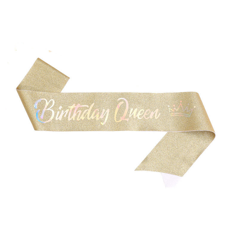 Women's festive birthday sash with glitter Bowlift