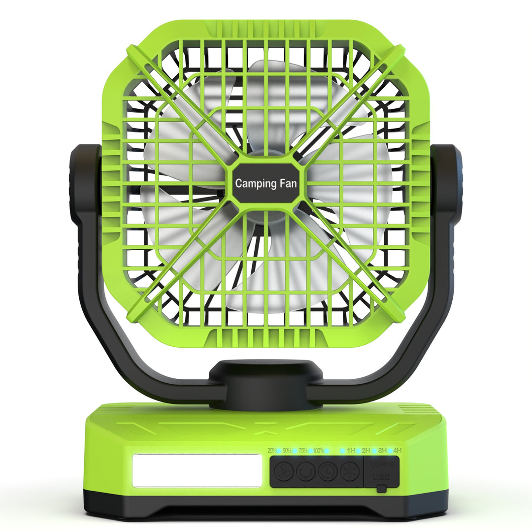Portable Rechargeable Camping Fan with LED Light Bowlift