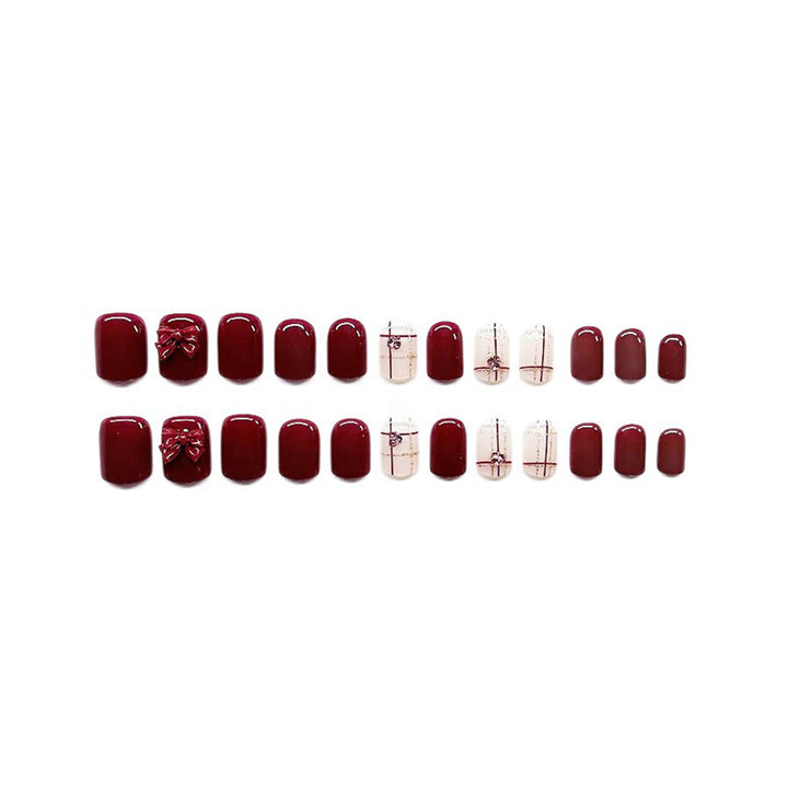 Decorative Press-On Nail Art Set with 3D Bow Accents Bowlift