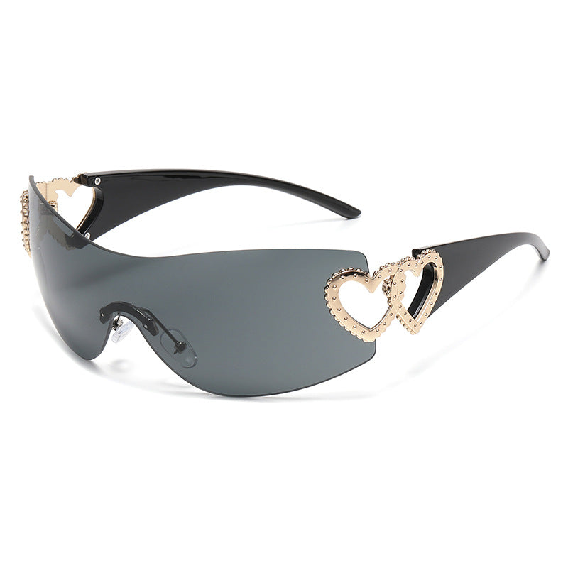 Heart-Shaped Accent Shield Sunglasses