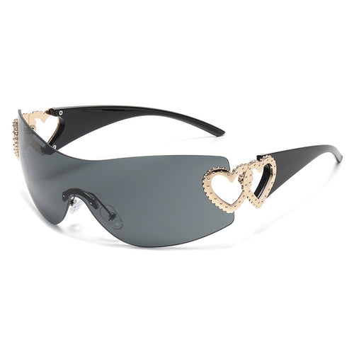 Heart-Shaped Accent Shield Sunglasses