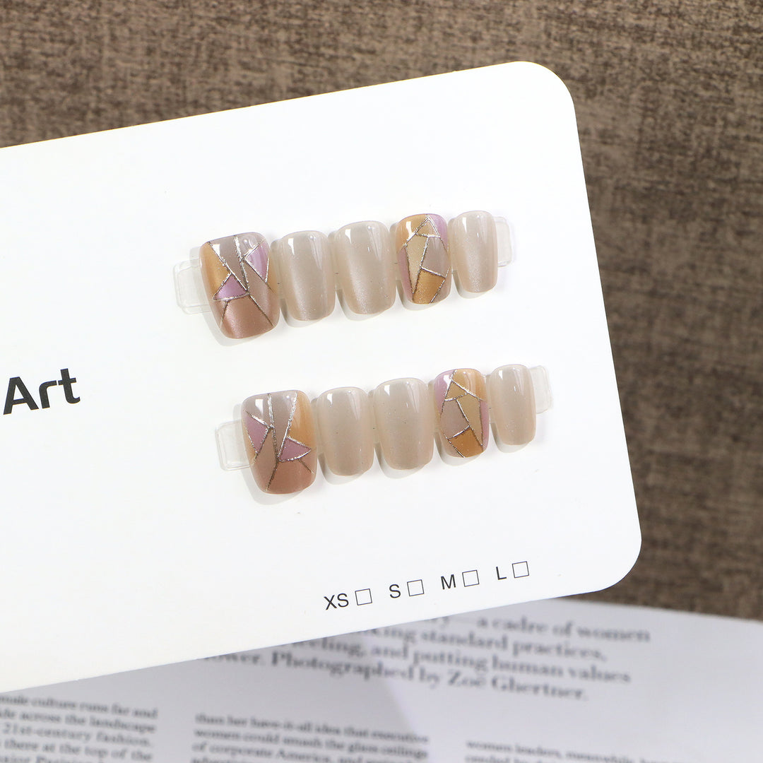 Geometric Pattern Press-On Nail Set Bowlift