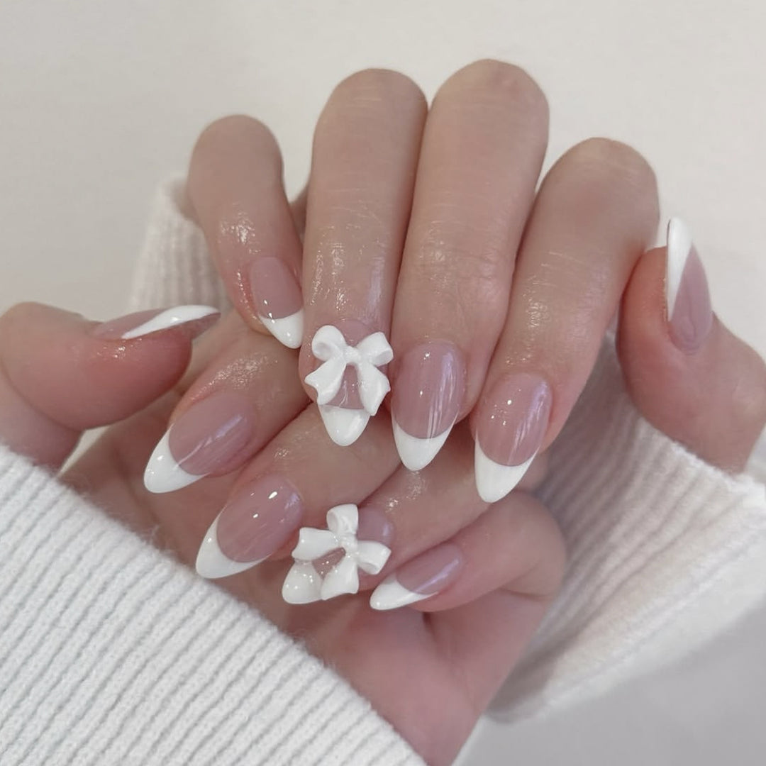 Elegant French Tip Acrylic Nail Art Extensions Bowlift