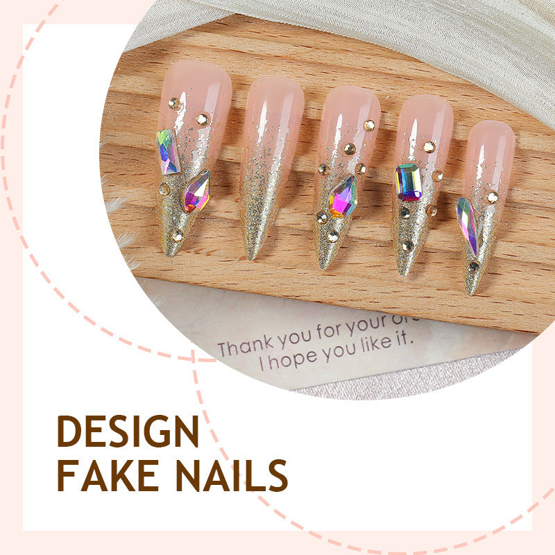 Acrylic nail set with high-quality glitter and rhinestone embellishments Bowlift