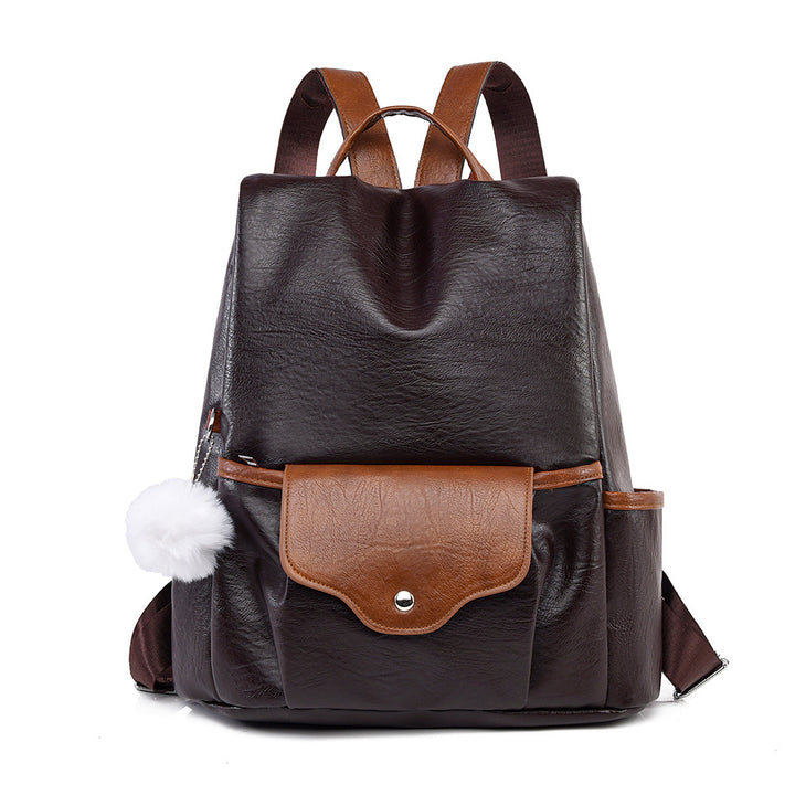 Versatile Casual Faux Leather Backpack