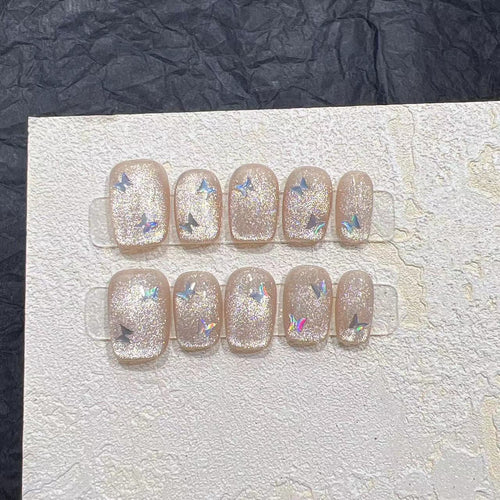 Glittering Press-On Nail Set with Star Accents Bowlift