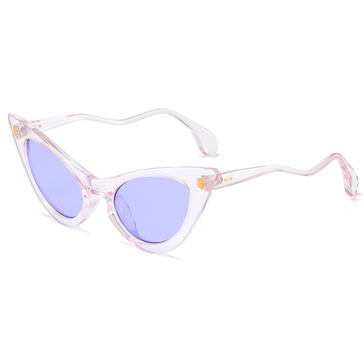 Women's Cat-Eye Sunglasses with Mirrored Lenses and Elegant Detail Bowlift
