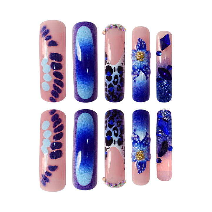 Artistic Long-Length Press-On Nail Art Bowlift