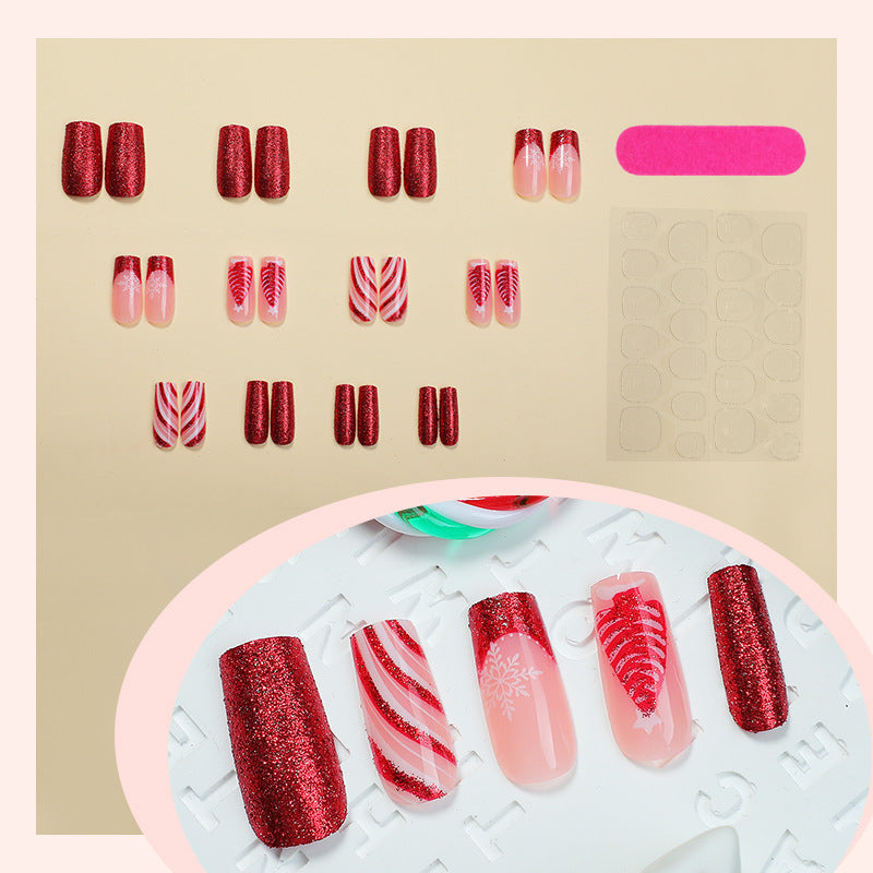Artificial nail set with festive glitter and Christmas motifs Bowlift