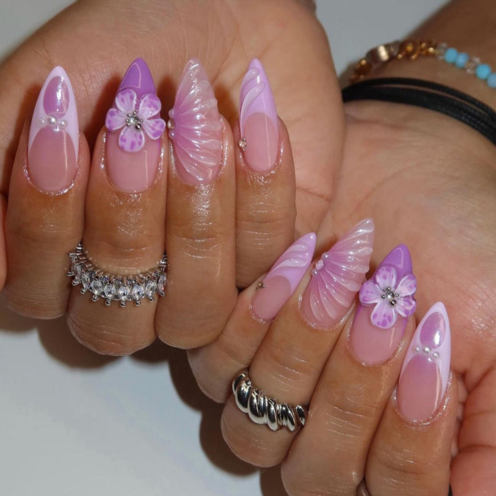 Artistic Floral Fantasy Press-On Nail Extensions Bowlift