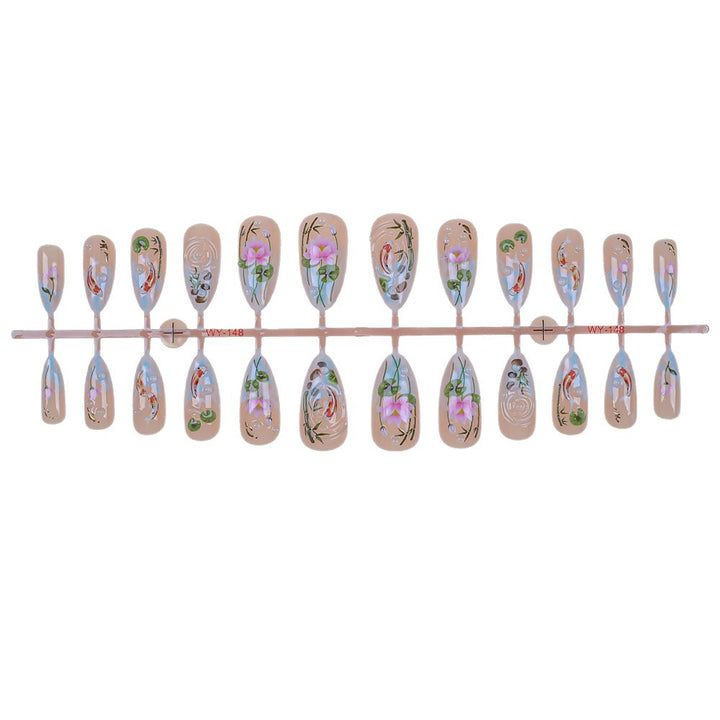 Artistic Floral Press-On Nail Set Bowlift