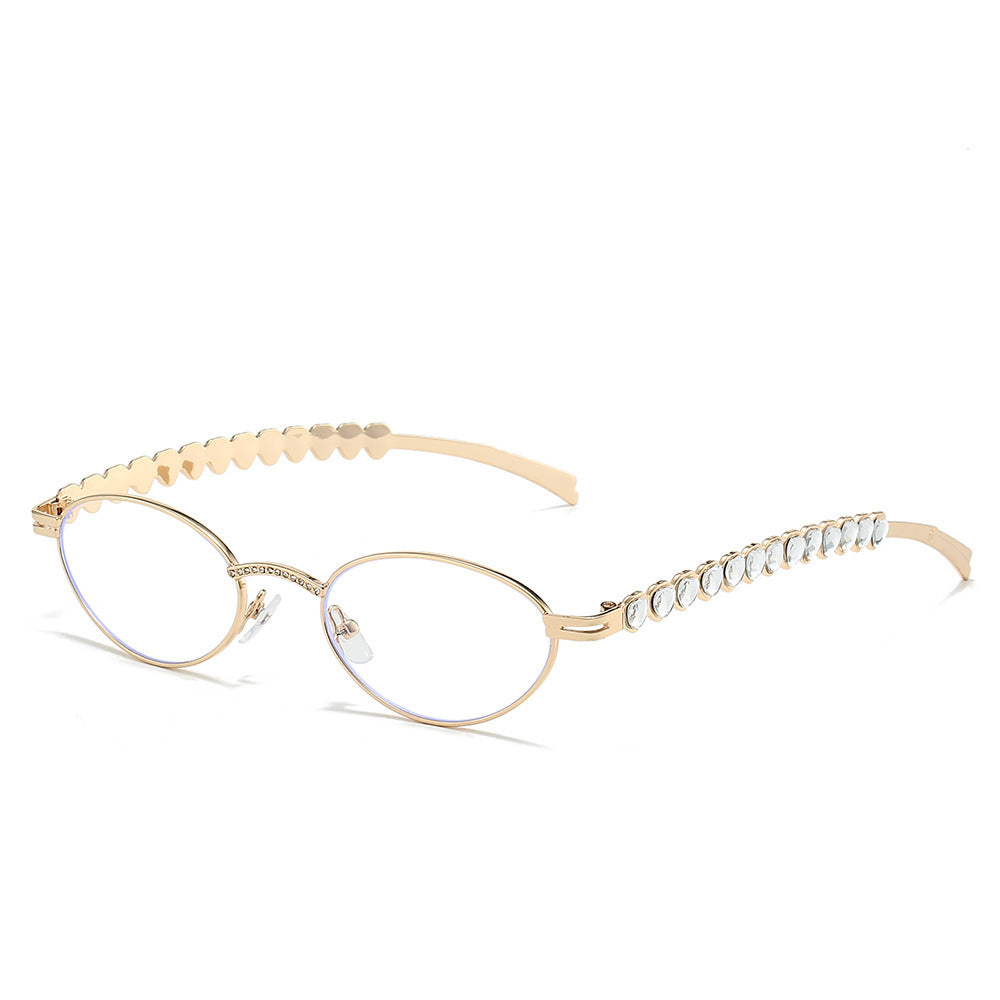 Elegant Rhinestone-Embellished Cat-Eye Glasses Bowlift