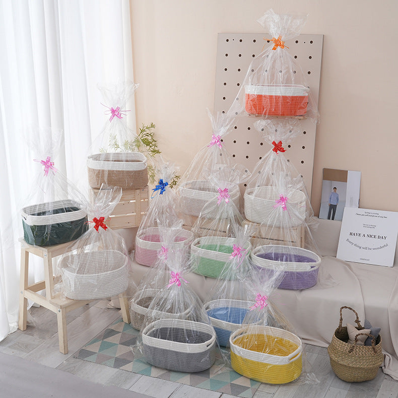 Natural storage basket with ribbons Bowlift