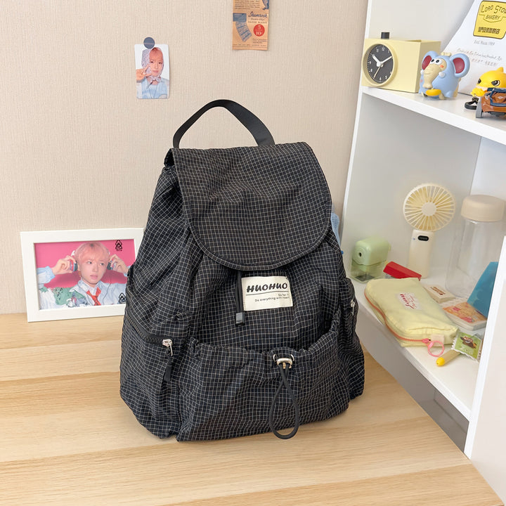 Casual Checked Pattern Backpack