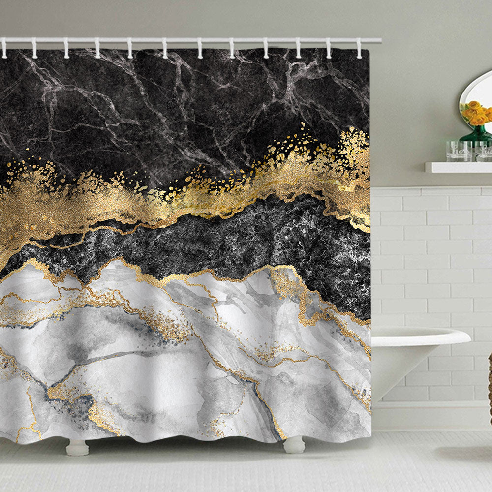 Artistic Marble Design Shower Curtain Bowlift