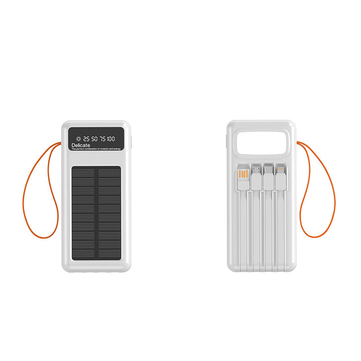 Solar Powerbank with Integrated Charging Cables and Digital Display Bowlift