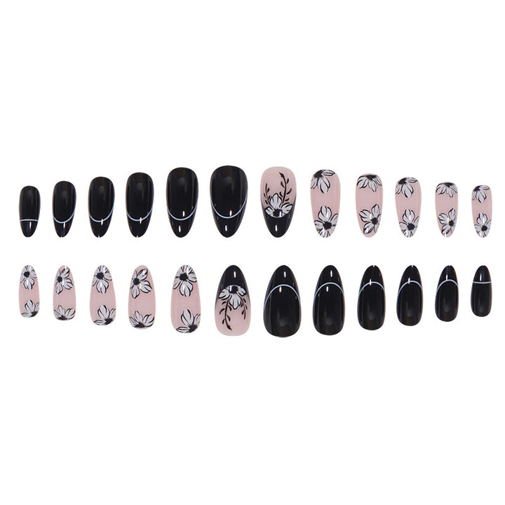 Floral-Design Stiletto Press-On Nails Bowlift